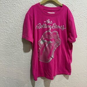 Abercrombie kids girls 9/10 rolling stone silver glitter graphic tshirt